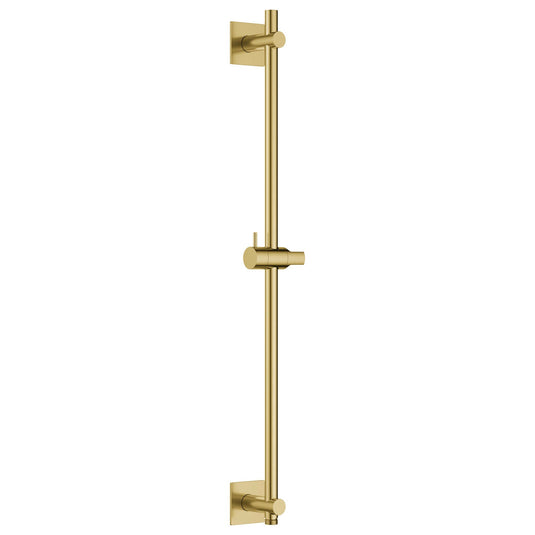 Flova Slide Rail With Integral Wall Outlet – Round Plate – Brushed Brass - BRB-LVSSWO - Bathroom Shack