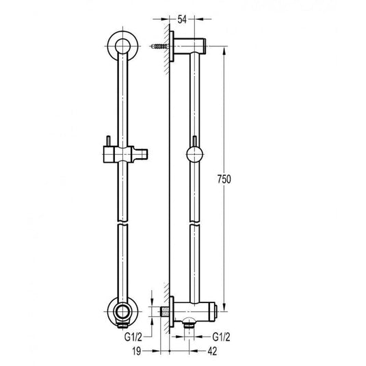 Flova Round GoClick Slide Rail With Flow Control - LVGOSS-V - Bathroom Shack