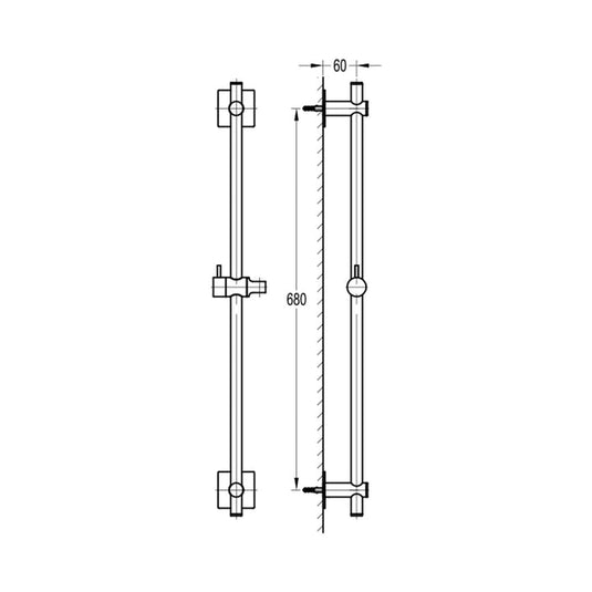 Flova Slide Rail – Square Plate – Diamond Chrome - LVSS-SQ - Bathroom Shack