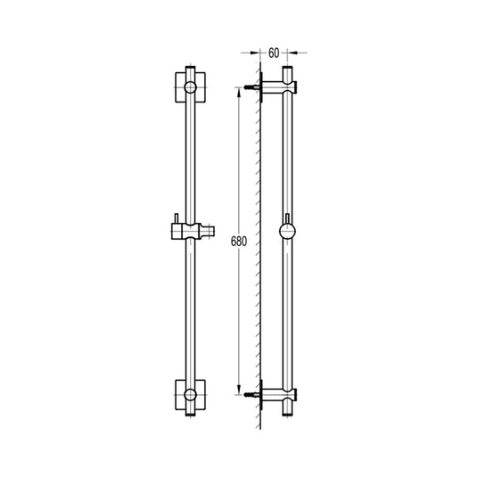 Flova Slide Rail – Square Plate – Matt Black - MB-LVSS-SQ - Bathroom Shack