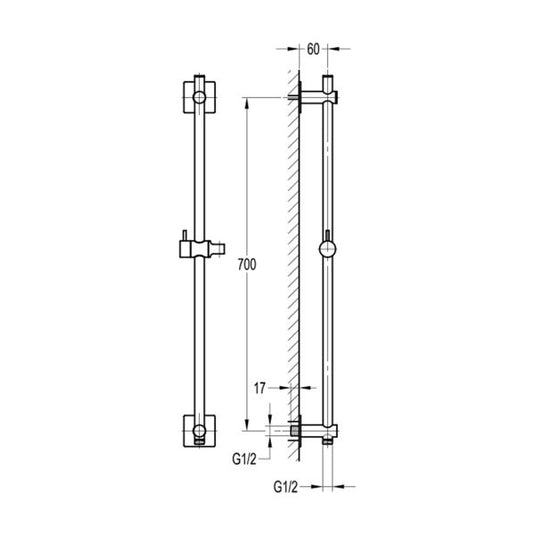Flova Slide Rail With Integral Wall Outlet – Round Plate – Brushed Brass - BRB-LVSSWO - Bathroom Shack
