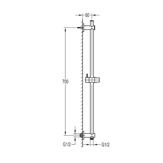 Flova Slide Rail With Integral Wall Outlet – Round Plate – Matt Black - MB-LVSSWO - Bathroom Shack