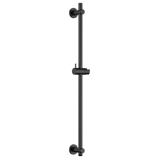 Flova Slide Rail With Integral Wall Outlet – Round Plate – Matt Black - MB-LVSSWO - Bathroom Shack