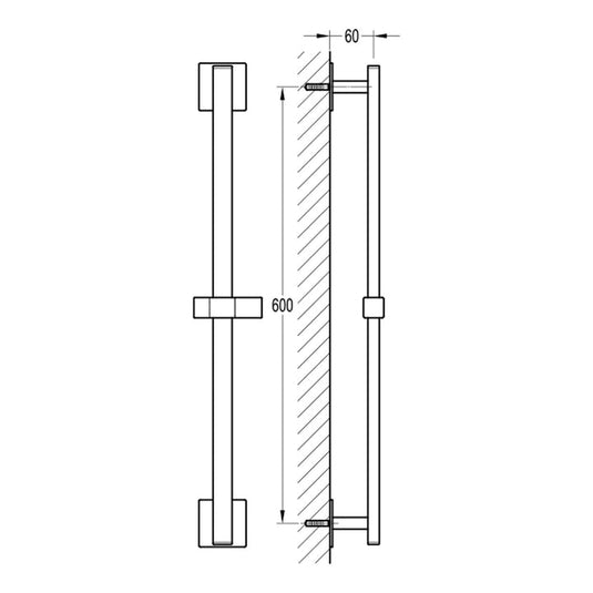 Flova Square Slide Rail – Square Plate – Diamond Chrome - QUSS - Bathroom Shack