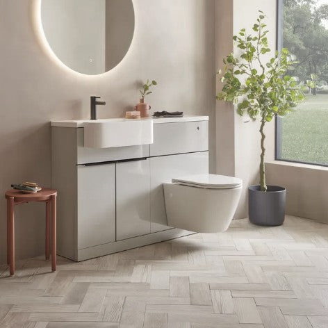 Tavistock Match 1000mm Combination Vanity Unit (LH) - Gloss Light Grey - MAT10L.G - Bathroom Shack
