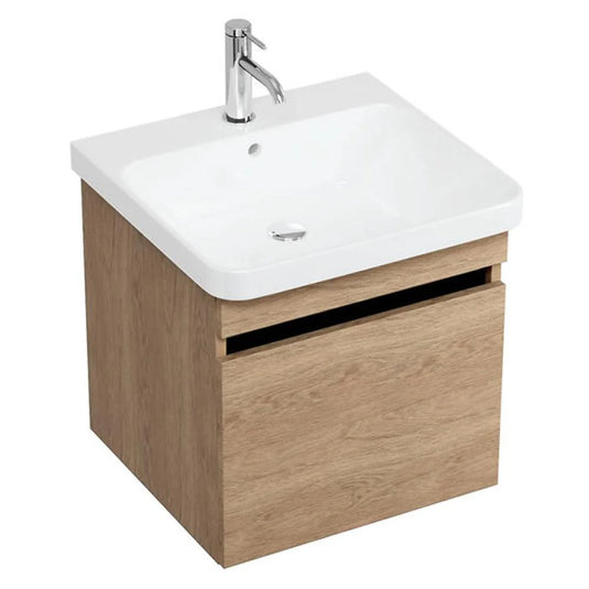Britton Dalston 500mm Wall Hung 1 Drawer Vanity Unit - Golden Oak - DAL50GO - Bathroom Shack
