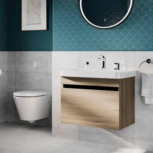Britton Dalston 500mm Wall Hung 1 Drawer Vanity Unit - Golden Oak - DAL50GO - Bathroom Shack