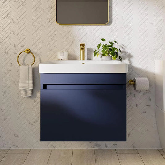 Britton Dalston 500mm Wall Hung 1 Drawer Vanity Unit - Matt Blue - DAL50B  - Bathroom Shack