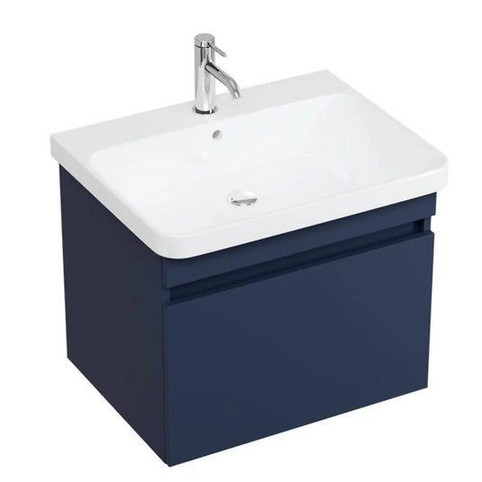 Britton Dalston 605mm Wall Hung 1 Drawer Vanity Unit - Matt Blue - DAL60B - Bathroom Shack