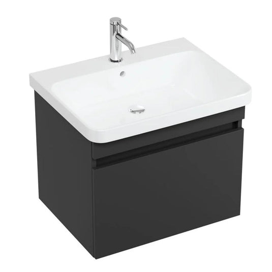 Britton Dalston 605mm Wall Hung 1 Drawer Vanity Unit - Matt Grey - DAL60G - Bathroom Shack