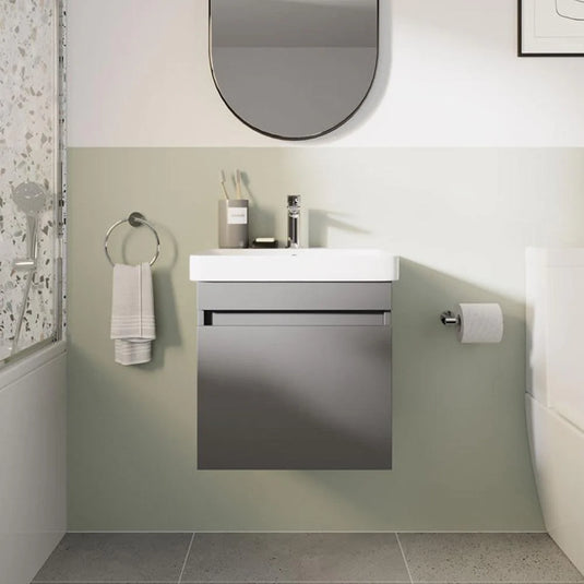 Britton Dalston 605mm Wall Hung 1 Drawer Vanity Unit - Matt Grey - DAL60G - Bathroom Shack