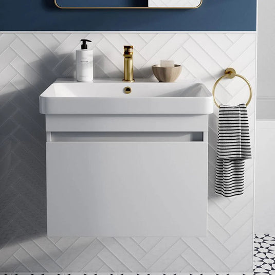 Britton Dalston 605mm Wall Hung 1 Drawer Vanity Unit - Matt White - DAL60W - Bathroom Shack