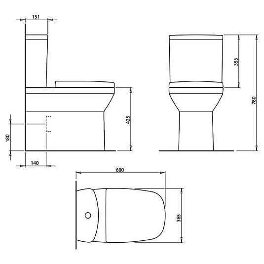 Britton Fully Back to Wall Close Coupled Toilet - White - MYBTWCCTW - Bathroom Shack