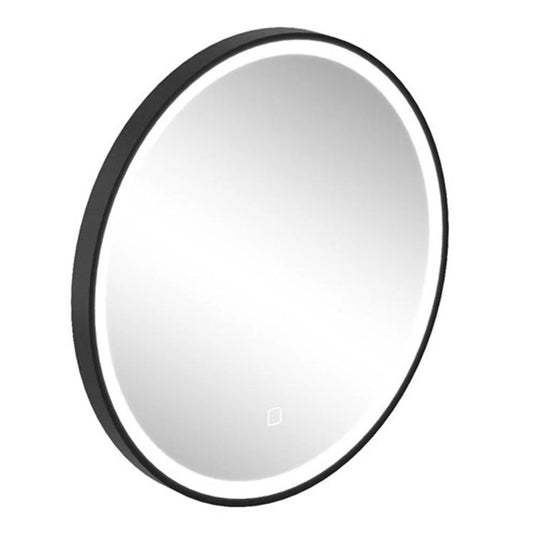 Britton Hoxton LED Illuminated Bathroom Mirror with Demister Pad 800mm H x 800mm W - Matt Black - Bathroom Shack