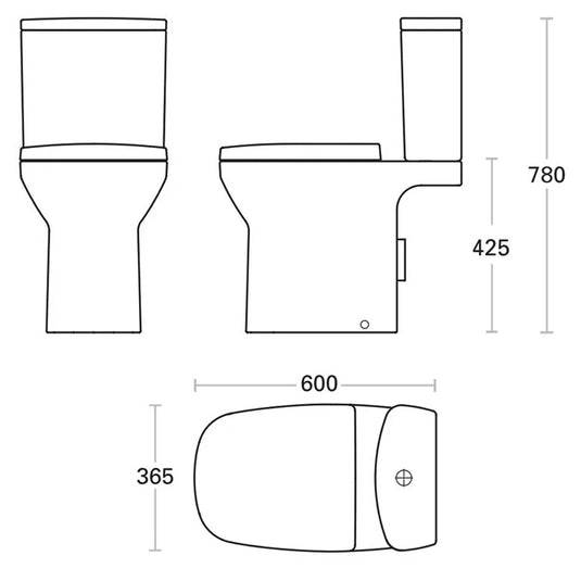 Britton Open Back Close Coupled Toilet - White - MYCCTW - Bathroom Shack