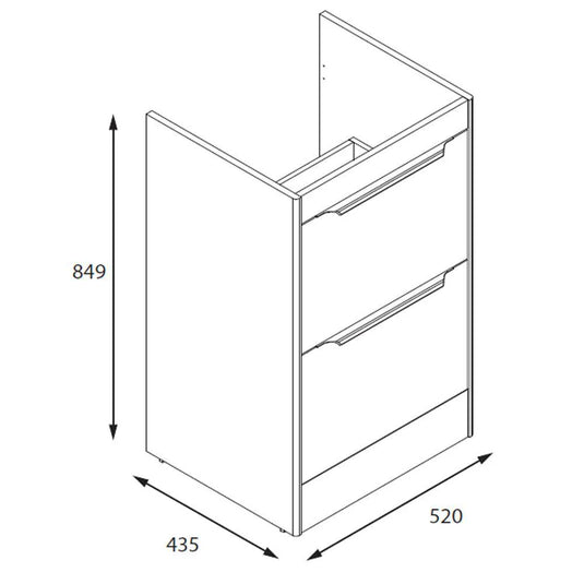 Britton Shoreditch 550mm Floor Standing 2-Drawer Vanity Unit - Matt White - S55FSW - Bathroom Shack