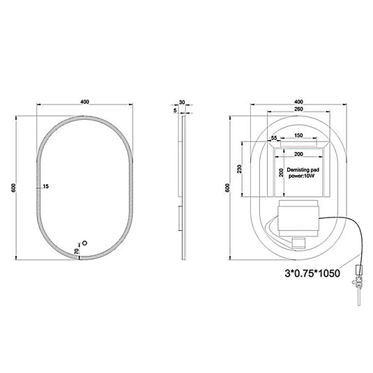 Britton Shoreditch Oval LED Bathroom Mirror 600mm H x 400mm W - Illuminated - Chrome - Bathroom Shack