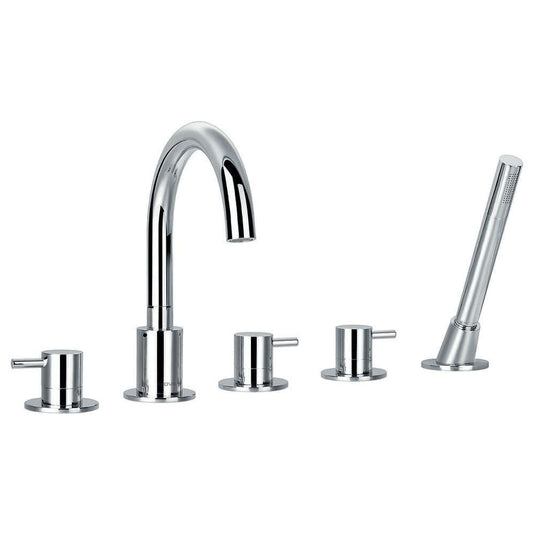Flova Levo 5 Hole Deck Mounted Bath Shower Mixer Tap with Pull Out Handset LV5HBSM - Bathroom Shack