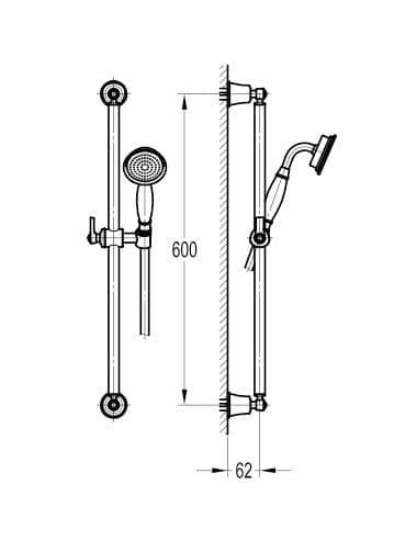 Flova Liberty Slide Rail Kit with Single Function Handset - Chrome LISFSS - Bathroom Shack