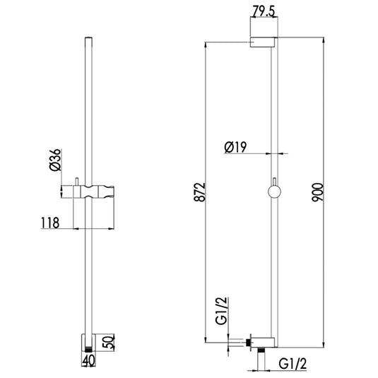 JTP Curve Slide Rail with Wall Outlet and Multi Function Handset - Chrome - Bathroom Shack