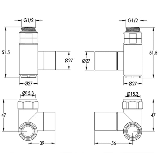 JTP Dual Fuel Radiator Valve - Brushed Black - Bathroom Shack