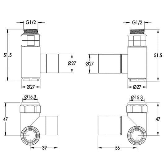 JTP Dual Fuel Radiator Valve - Matt Black - Bathroom Shack