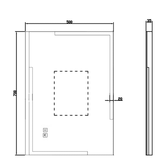 JTP Glance Rectangular LED Illuminated Bathroom Mirror 700mm H x 500mm W - Chrome - Bathroom Shack