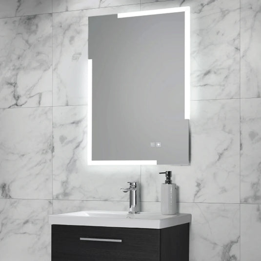 JTP Glance Rectangular LED Illuminated Bathroom Mirror 800mm H x 450mm W - Chrome - Bathroom Shack