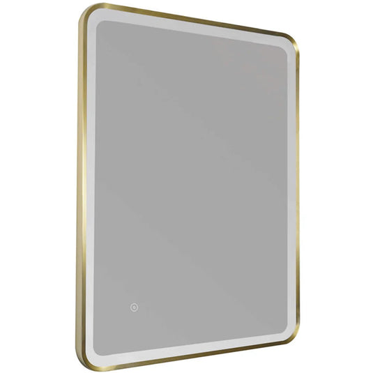 JTP Hix Rectangular LED Illuminated Bathroom Mirror 800mm H x 600mm W - Brushed Brass - Bathroom Shack