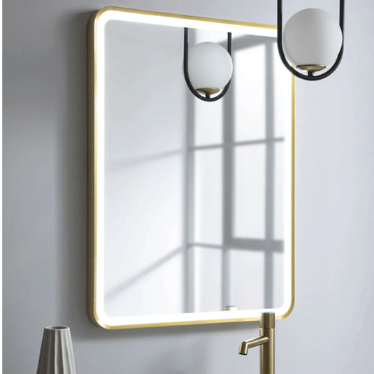 JTP Hix Rectangular LED Illuminated Bathroom Mirror 800mm H x 600mm W - Brushed Brass - Bathroom Shack