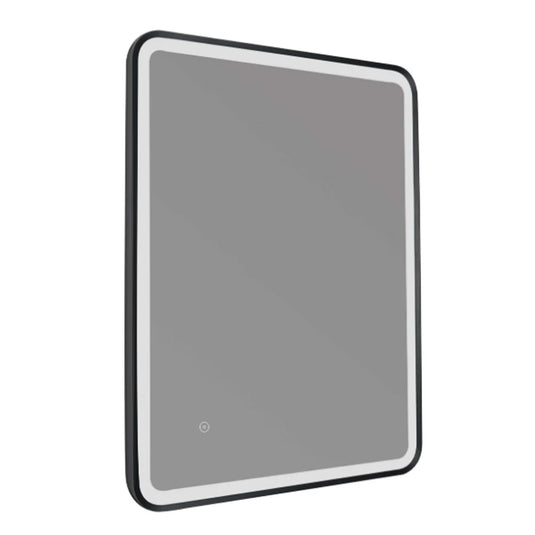JTP Hix Rectangular LED Illuminated Bathroom Mirror 800mm H x 600mm W - Matt Black - Bathroom Shack