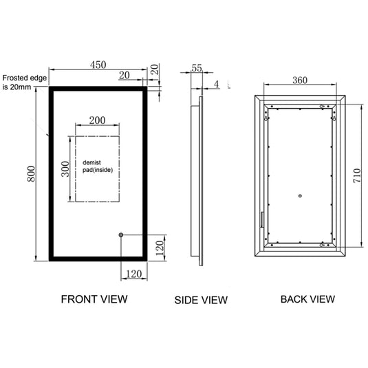 JTP Image Rectangular LED Illuminated Bathroom Mirror 800mm H x 450mm W - Chrome - Bathroom Shack
