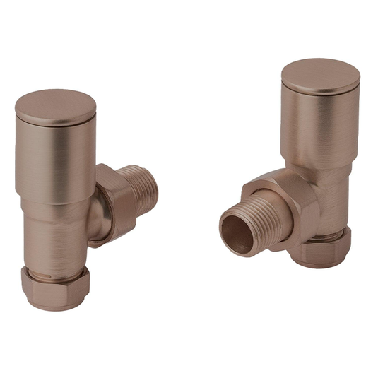 JTP Manual Angled Radiator Valves Pair - Brushed Bronze - Bathroom Shack