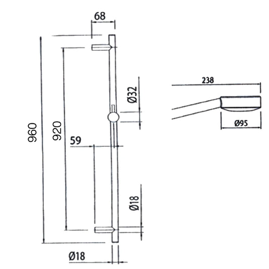 JTP Techno Multi Function Slide Rail Kit with Round Shower Handset - Chrome - Bathroom Shack