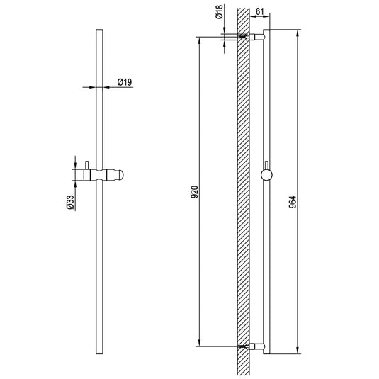 JTP Techno Shower Slider Rail - Chrome - Bathroom Shack