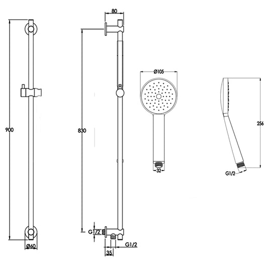 JTP Vos Single Function Slide Rail Kit - Matt Black - Bathroom Shack