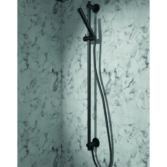 JTP Vos Slide Rail with Single Function Hand Shower and Shower Hose - Matt Black - Bathroom Shack