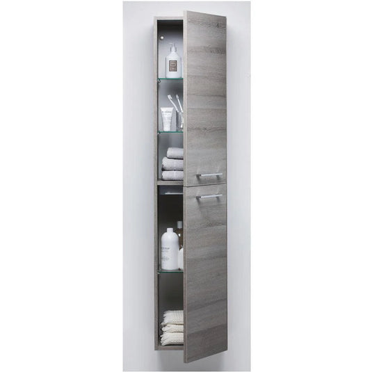 JTP Wall Hung 2-Door Tall Storage Unit 350mm Wide - Black - Bathroom Shack