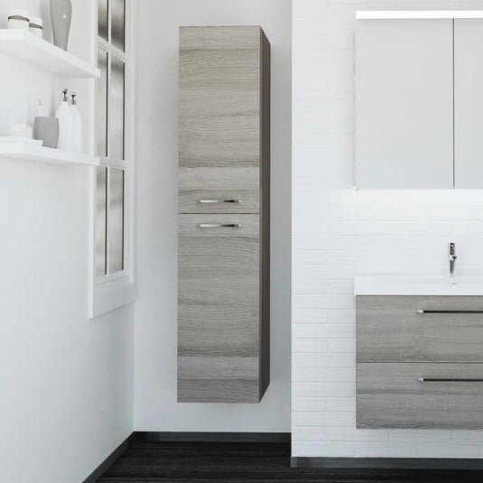 JTP Wall Hung 2-Door Tall Storage Unit 350mm Wide - Grey - Bathroom Shack
