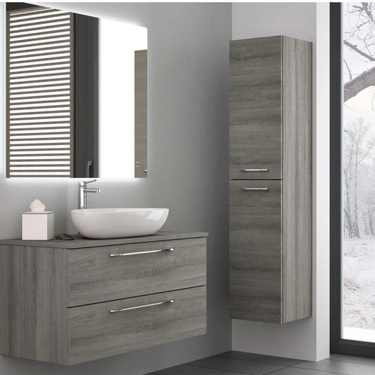 JTP Wall Hung 2-Door Tall Storage Unit 350mm Wide - Grey - Bathroom Shack