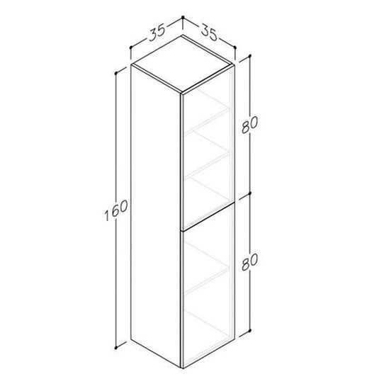 JTP Wall Hung 2-Door Tall Storage Unit 350mm Wide - Grey - Bathroom Shack
