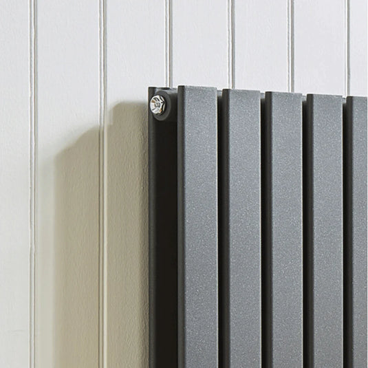 Kartell Boston Double Designer Horizontal Radiator 600mm H x 420mm W - Anthracite - Bathroom Shack