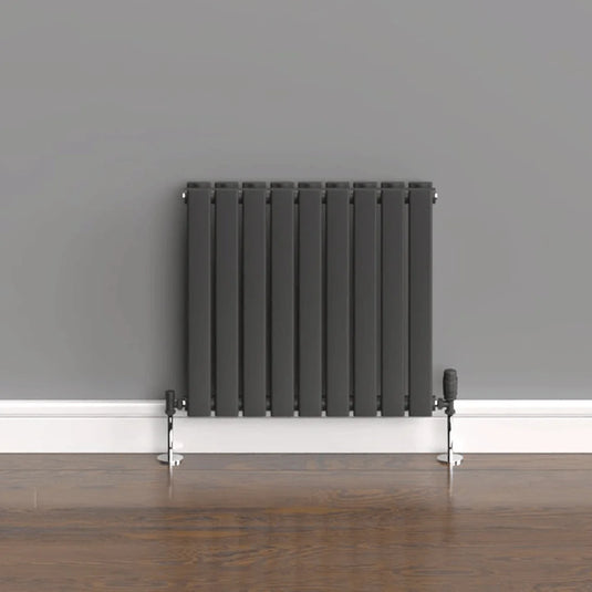 Kartell Boston Double Designer Horizontal Radiator 600mm H x 630mm W - Anthracite - Bathroom Shack