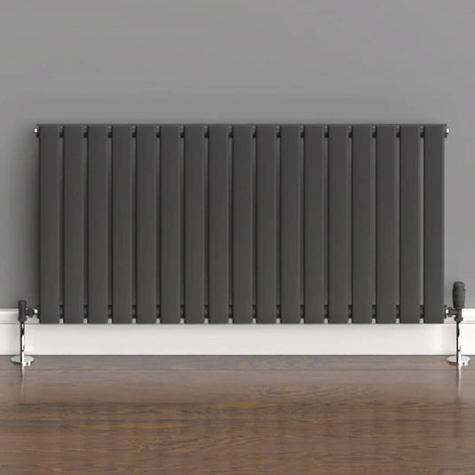Kartell Boston Single Designer Horizontal Radiator 600mm H x 1190mm W - Anthracite - Bathroom Shack