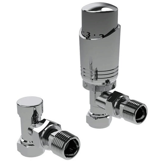 Kartell K-Design Thermostatic Angled Radiator Valves Pair - Chrome - Bathroom Shack