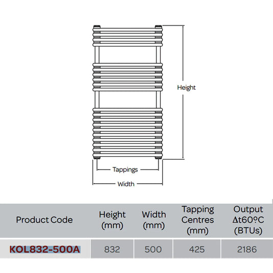 Kartell Kolumn Designer Heated Towel Rail 832mm H x 500mm W - Matt Anthracite - Bathroom Shack
