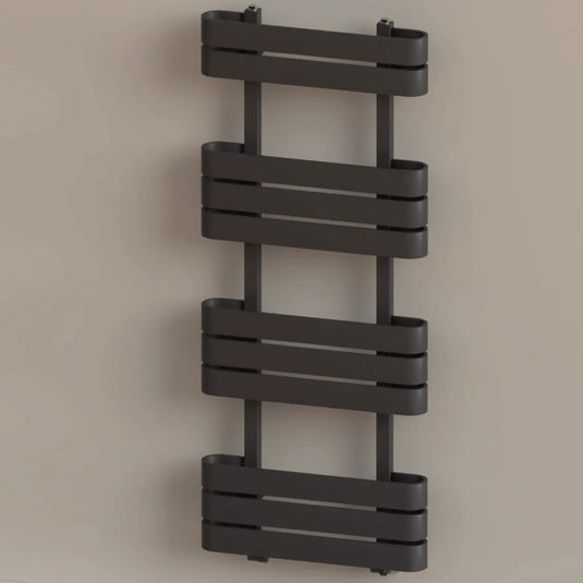 Kartell Tampa Designer Heated Towel Rail 1200mm H x 500mm W - Matt Anthracite - Bathroom Shack