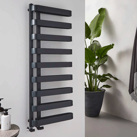 Kartell Texas Designer Heated Towel Rail 1300mm H x 500mm W - Matt Anthracite - Bathroom Shack