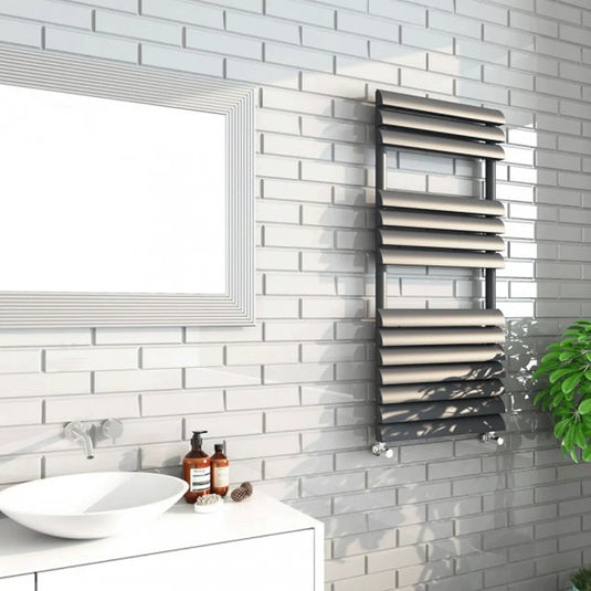 Kartell Venetian Designer Heated Towel Rail 850mm H x 500mm W - Matt Anthracite - Bathroom Shack