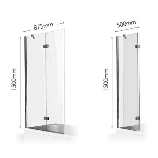 Kudos Inspire 875mm 2 Panel In-Fold 8mm Bath Screen (RH) - Bathroom Shack